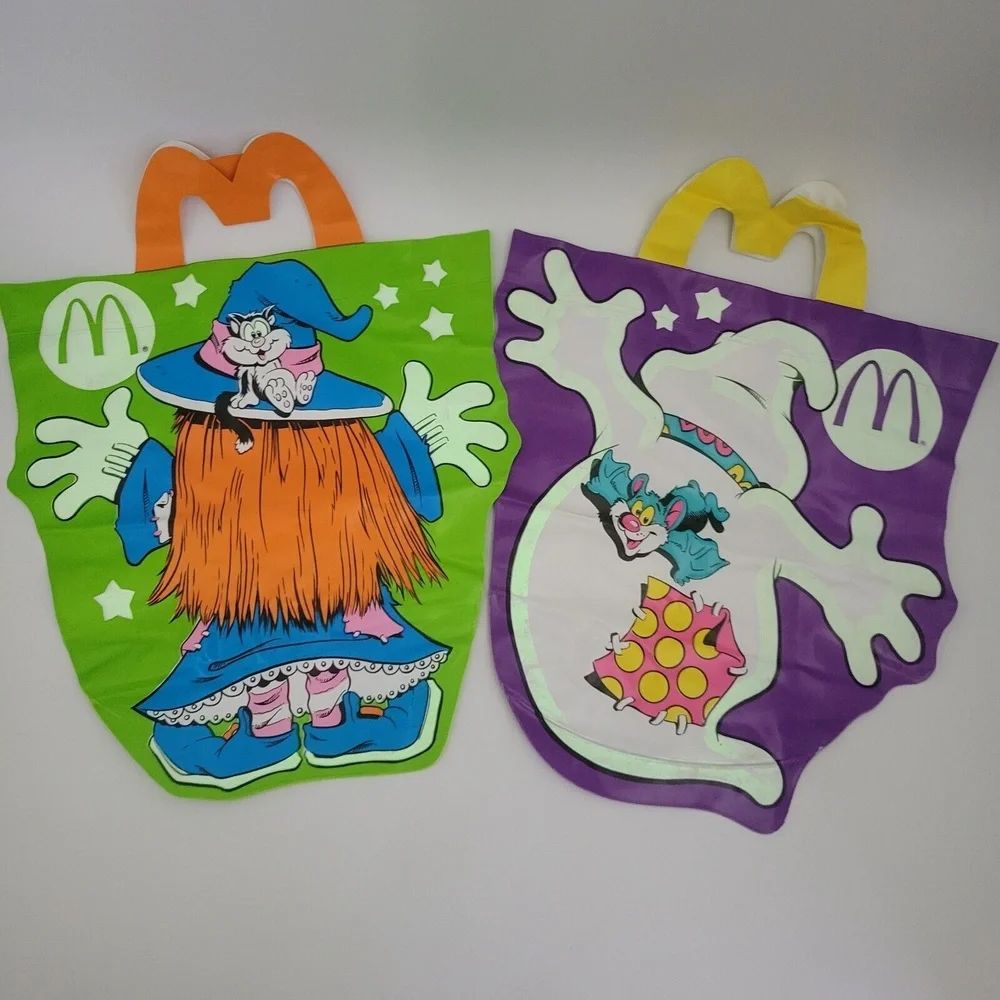 VTG McDonalds Vinyl McBoo Haloween Bags Ghost Witch Glow In The Dark 1990